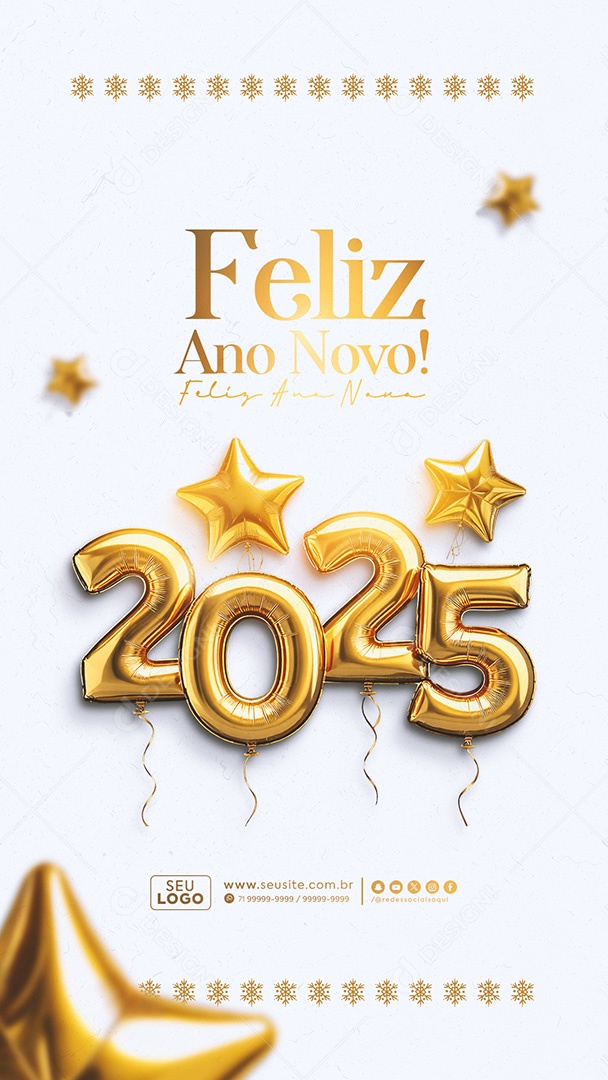 Story Feliz Ano Novo 2025 Social Media PSD Editável