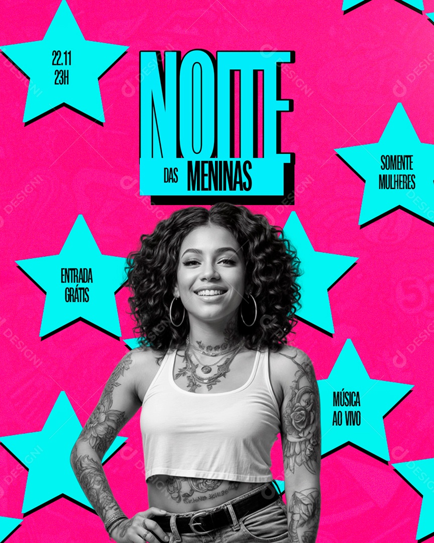 Feed Flyer Noite das Meninas Social Media PSD Editável