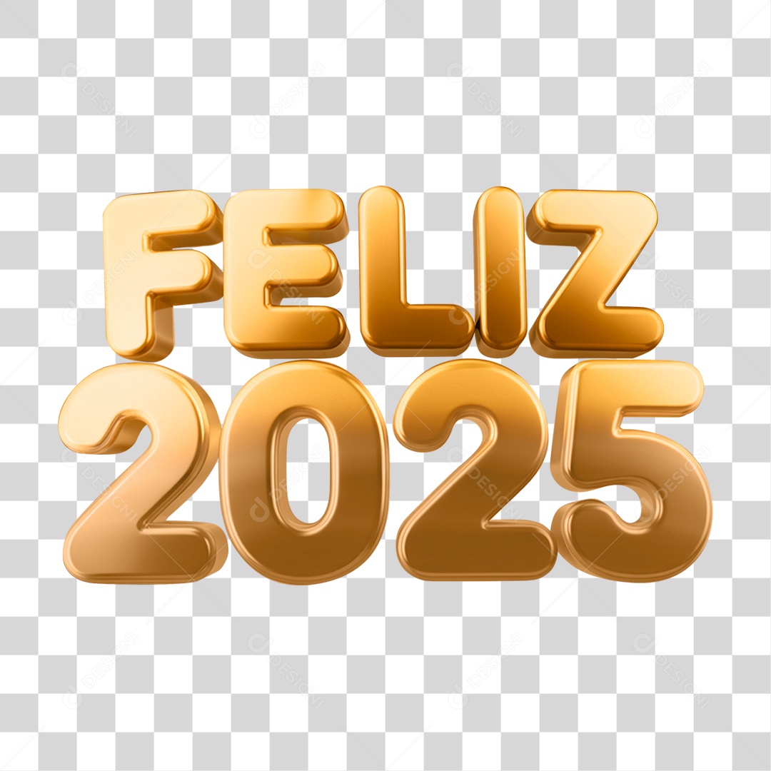 Feliz 2025 Texto 3D PNG Transparente