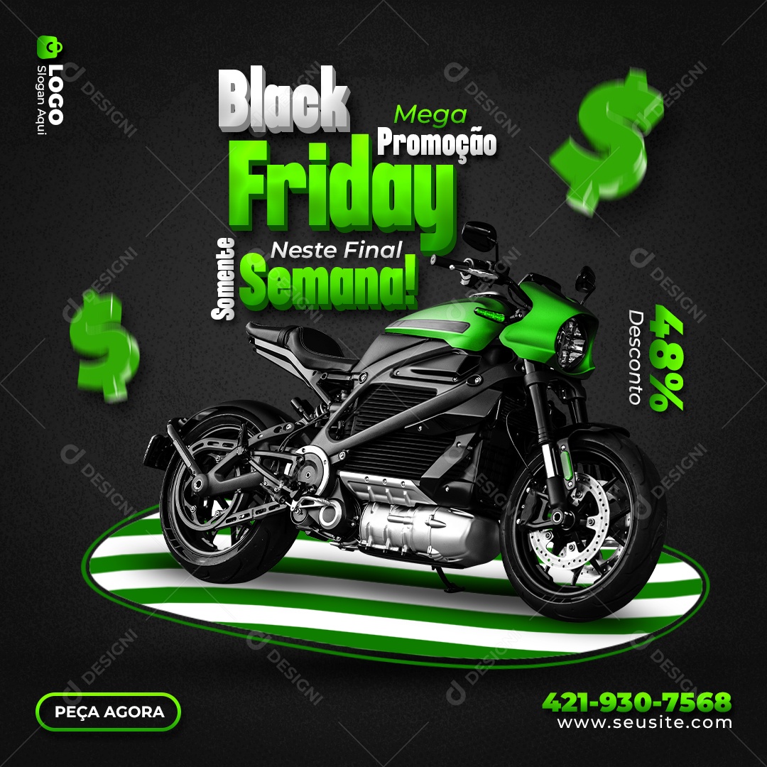 Black Friday Concessionária Motos Social Media PSD Editável