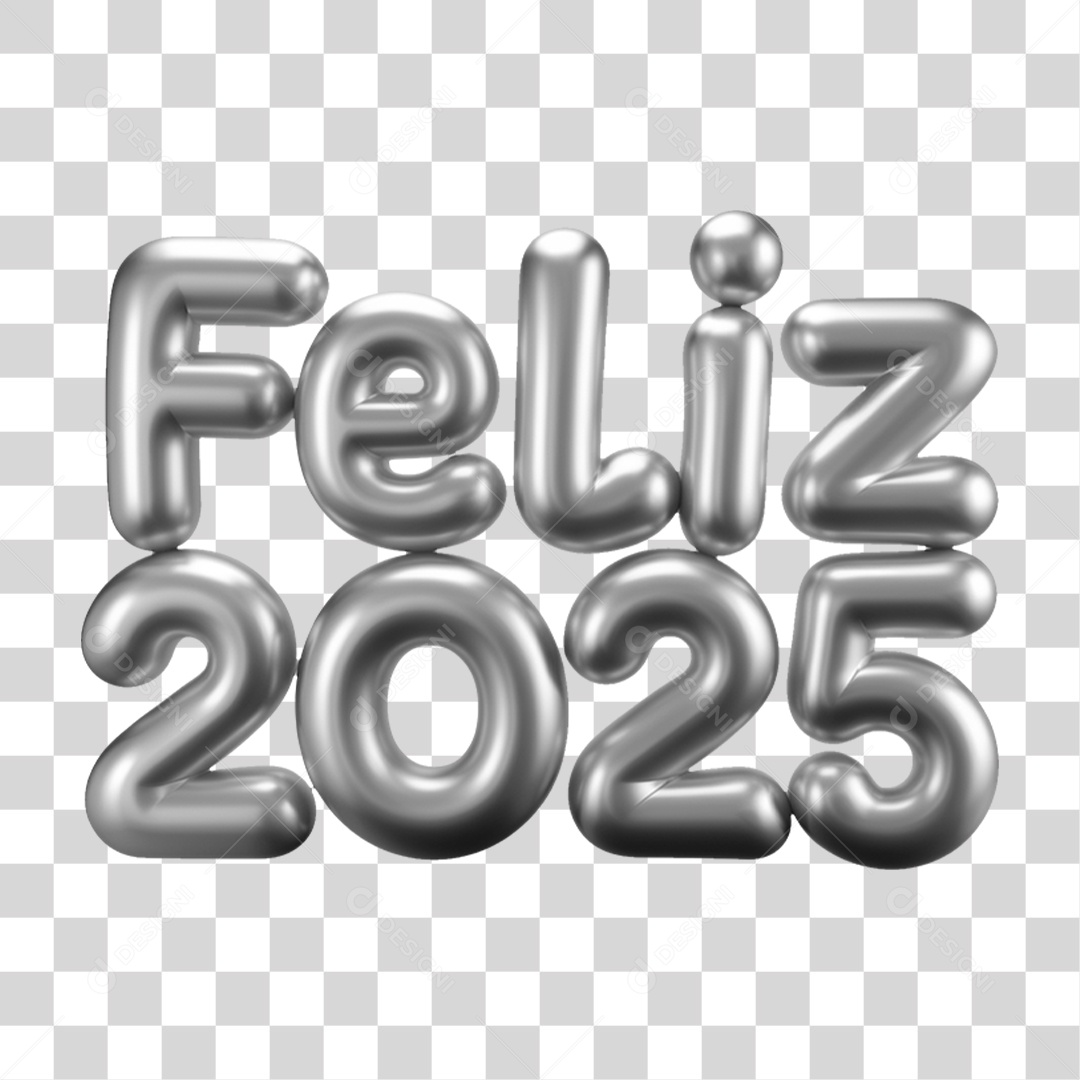 Feliz 2025 Texto 3D PNG Transparente