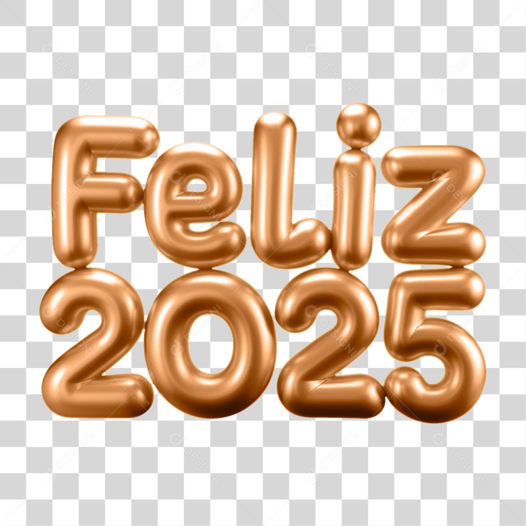 Feliz 2025 Texto 3D PNG Transparente