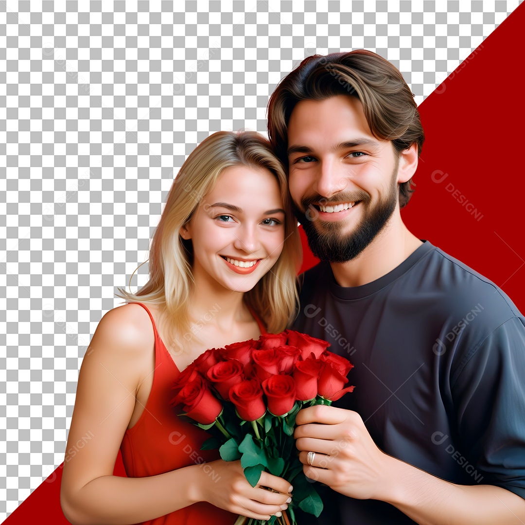 Casal de Namorados Sorridentes Apaixonados Para Composição PSD