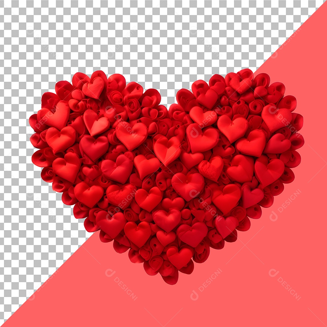 Coração Grande Vermelho Elemento 3D Para Composição PSD