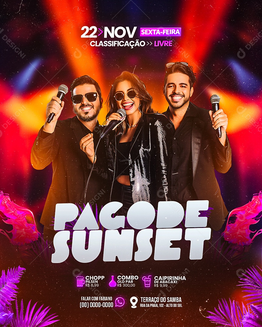 Flyer Pagode Sunset Social Media PSD Editável