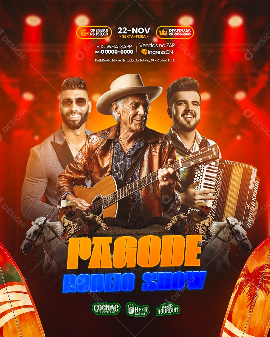 Flyer Pagode Rodeio Show Social Media PSD Editável