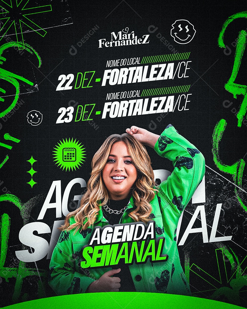 Feed Flyer Agenda Semanal  Social Media PSD Editável