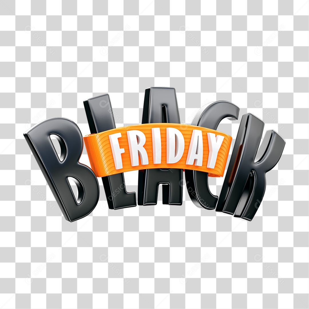Black Friday Selo 3D para Composição PNG Transparente