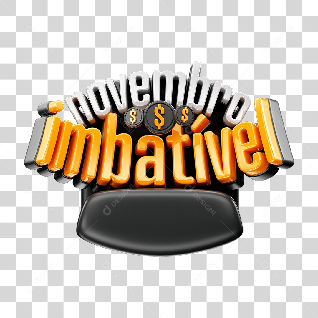Novembro Imbatível Selo 3D para Composição PNG Transparente