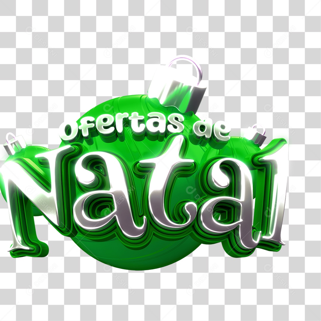 Ofertas de Natal Selo 3D Verde para Composição PNG Transparente