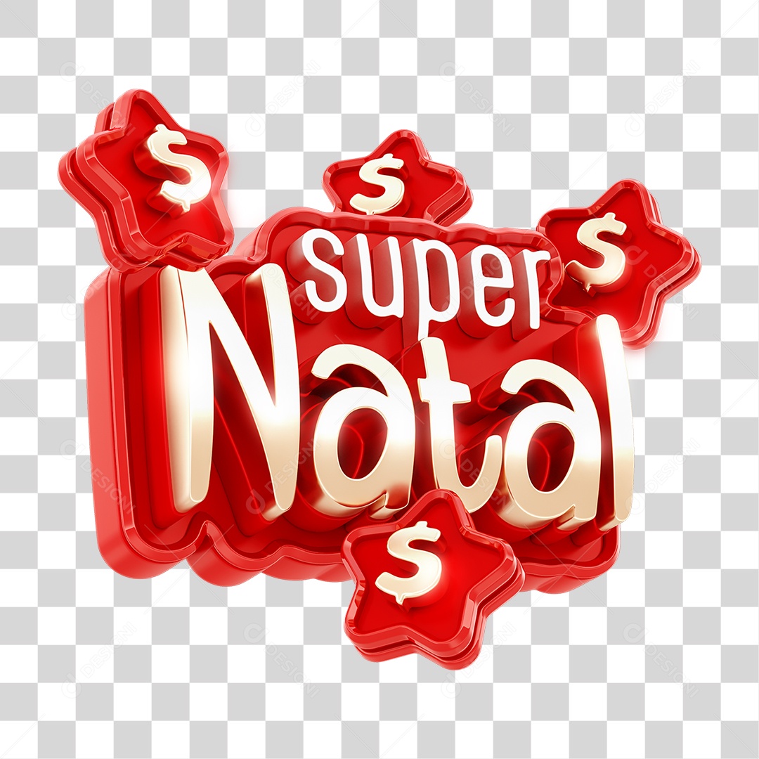 Super Natal Selo 3D para Composição PNG Transparente