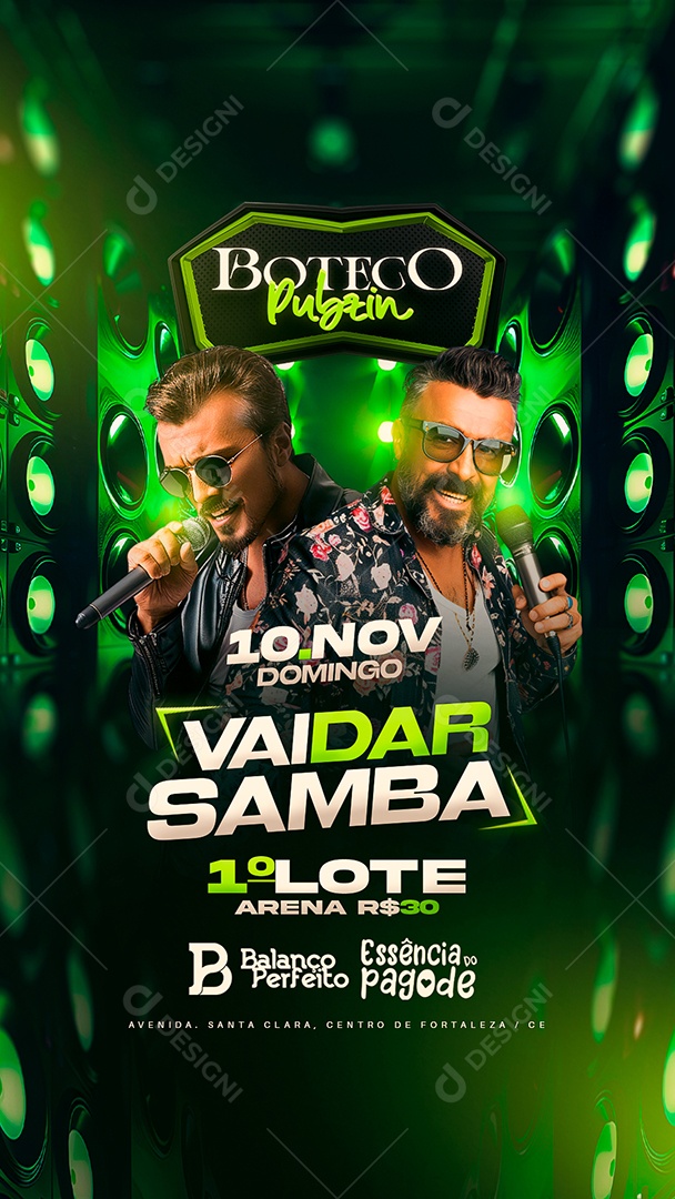 Story Flyer Boteco Pubzin Vai Dar Samba Social Media PSD Editável