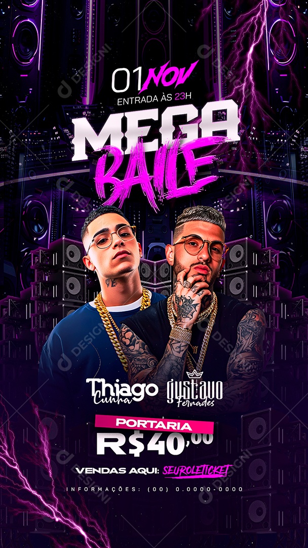 Story Flyer Mega Baile Social Media PSD Editável