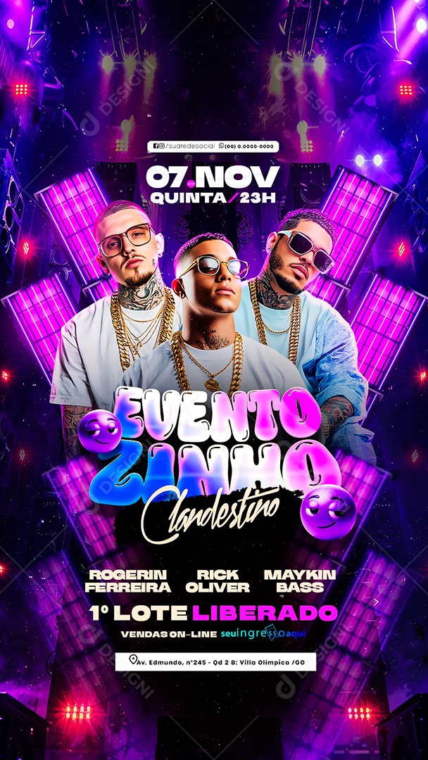 Story Flyer Eventozinho Clandestino Social Media PSD Editável