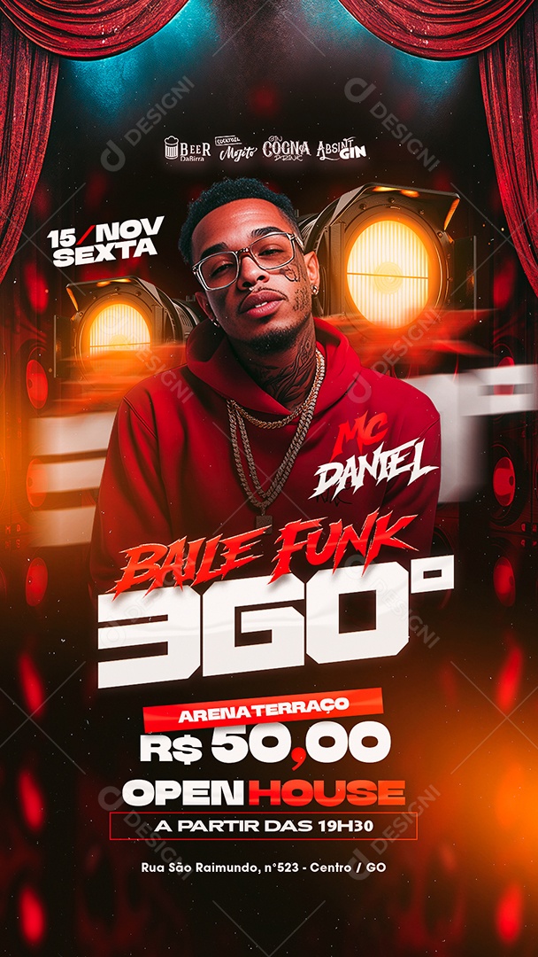 Story Flyer Baile Funk 360 Social Media PSD Editável