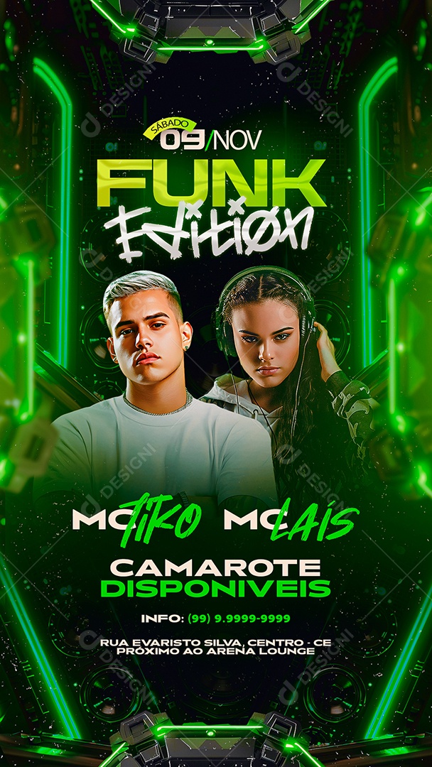 Story Flyer Funk Edition Mc Tiko Mc Laís Social Media PSD Editável