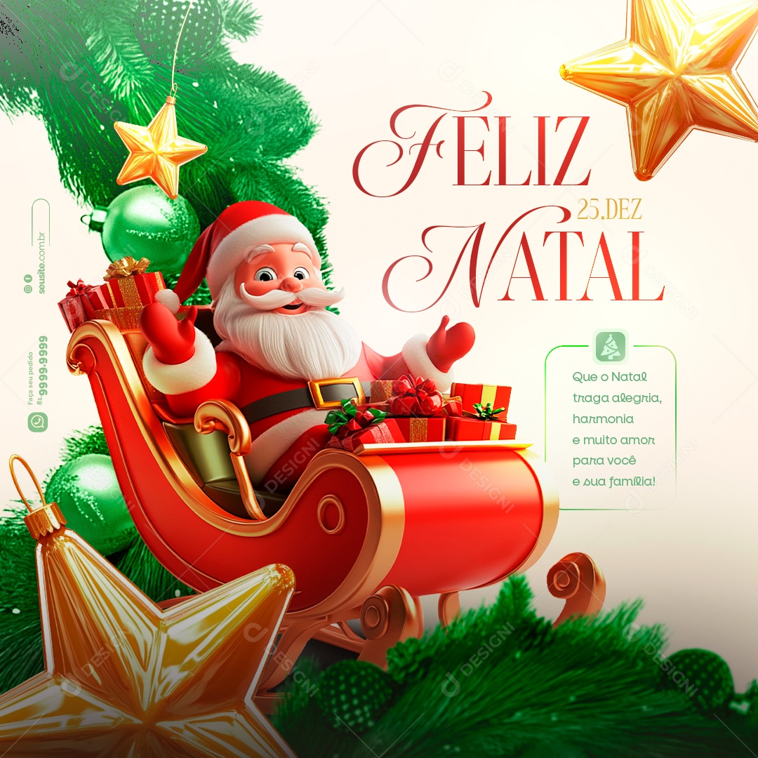 Feliz Natal 25 de Dezembro Social Media PSD Editável