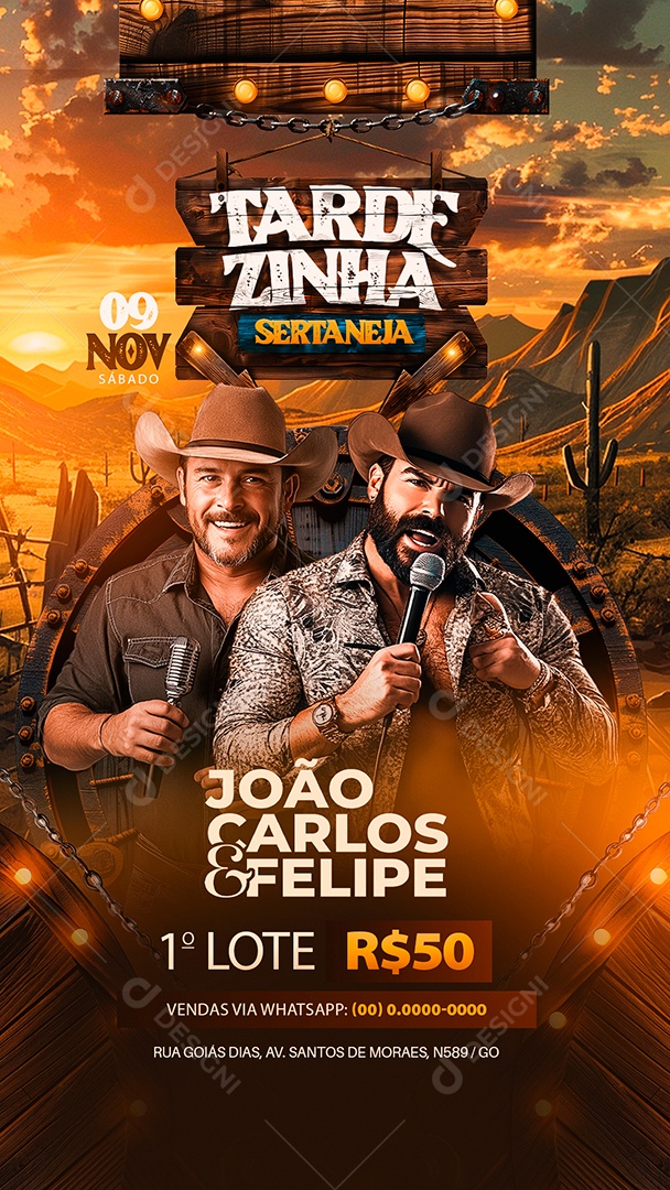Story Flyer Tardezinha Sertaneja Social Media PSD Editável
