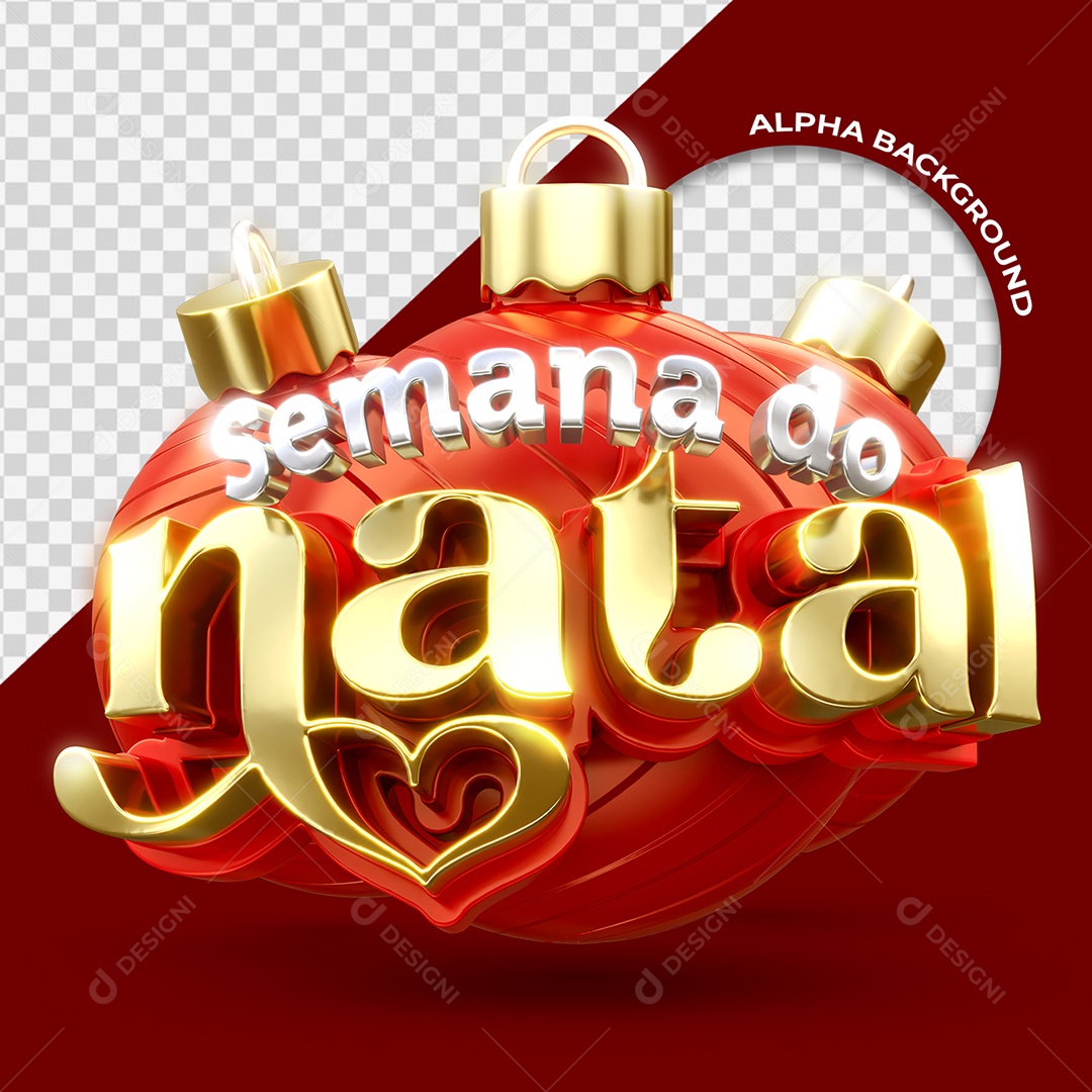 Semana do Natal Selo 3D para Composição PSD