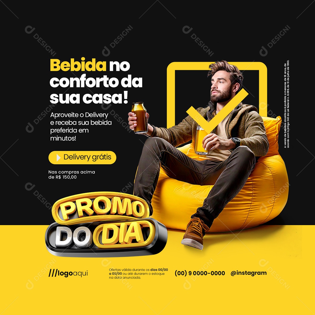 Promo do Dia Cervejaria Bebida no Conforto da Sua Casa Social Media PSD Editável