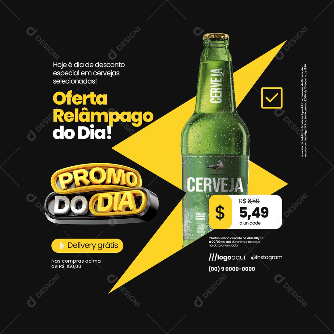 Promo do Dia Cervejaria Ofertas Relâmpago do Dia Social Media PSD Editável