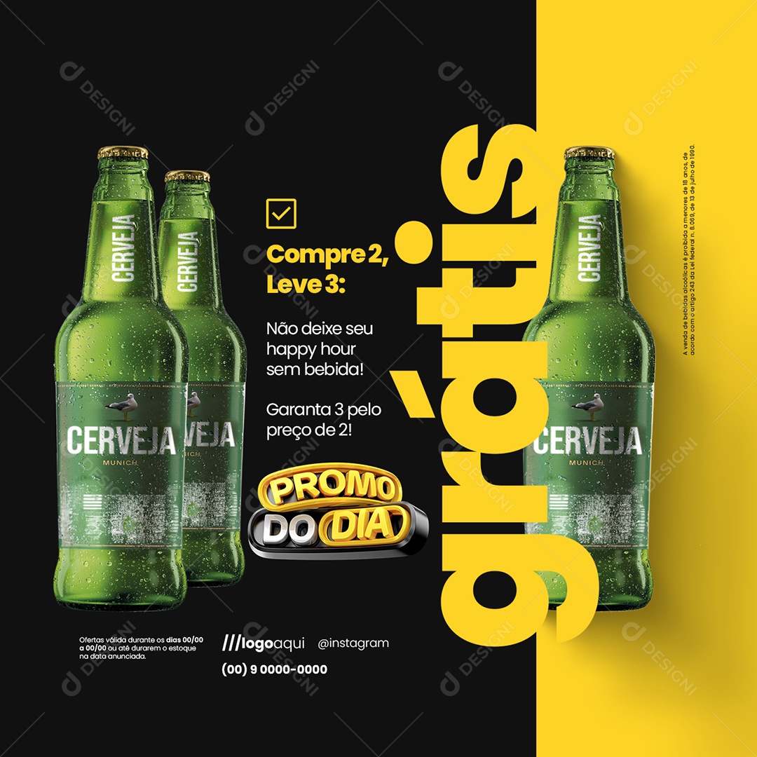 Promo do Dia Cervejaria Compre Dois Leve Três Social Media PSD Editável