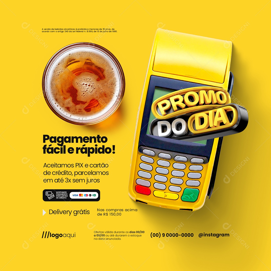Promo do Dia Cervejaria Pagamento Fácil e Rápido Social Media PSD Editável