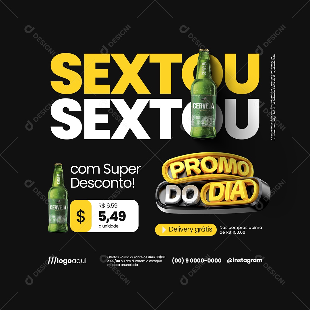 Promo do Dia Cervejaria Sextou com Super Desconto Social Media PSD Editável