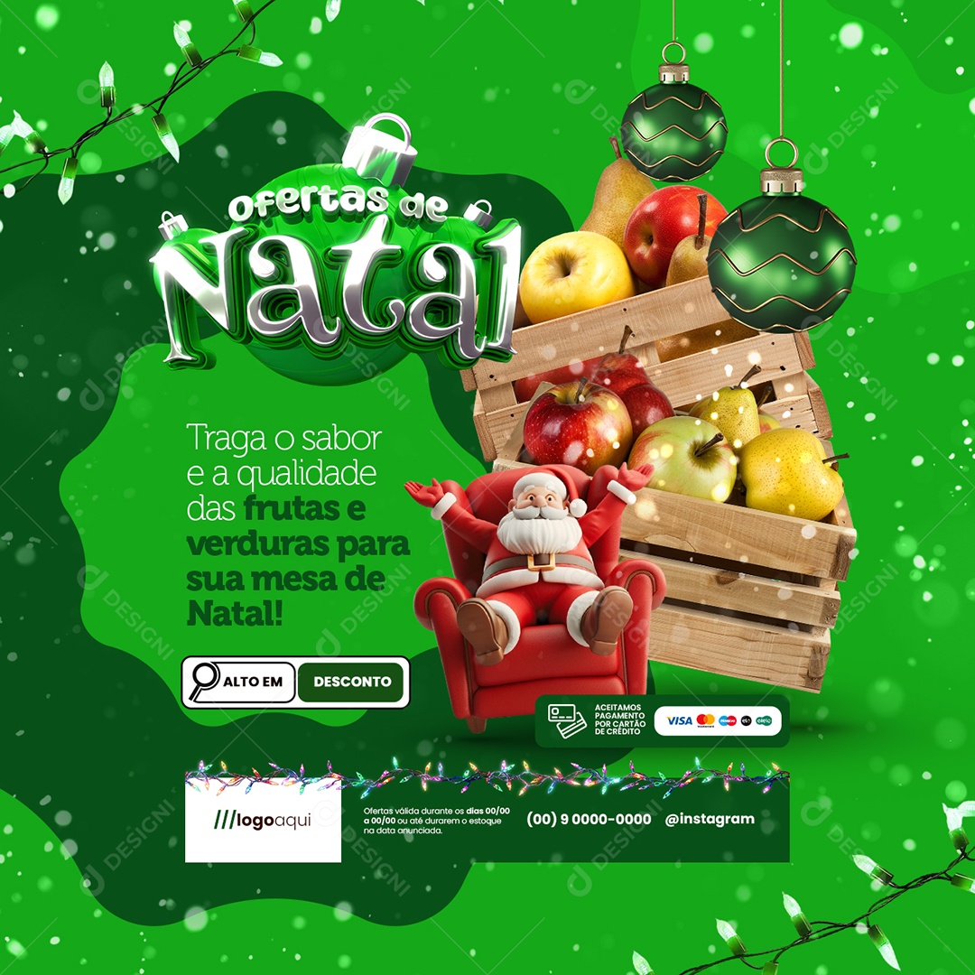 Social Media Ofertas de Natal Hortifruti Maçãs PSD Editável