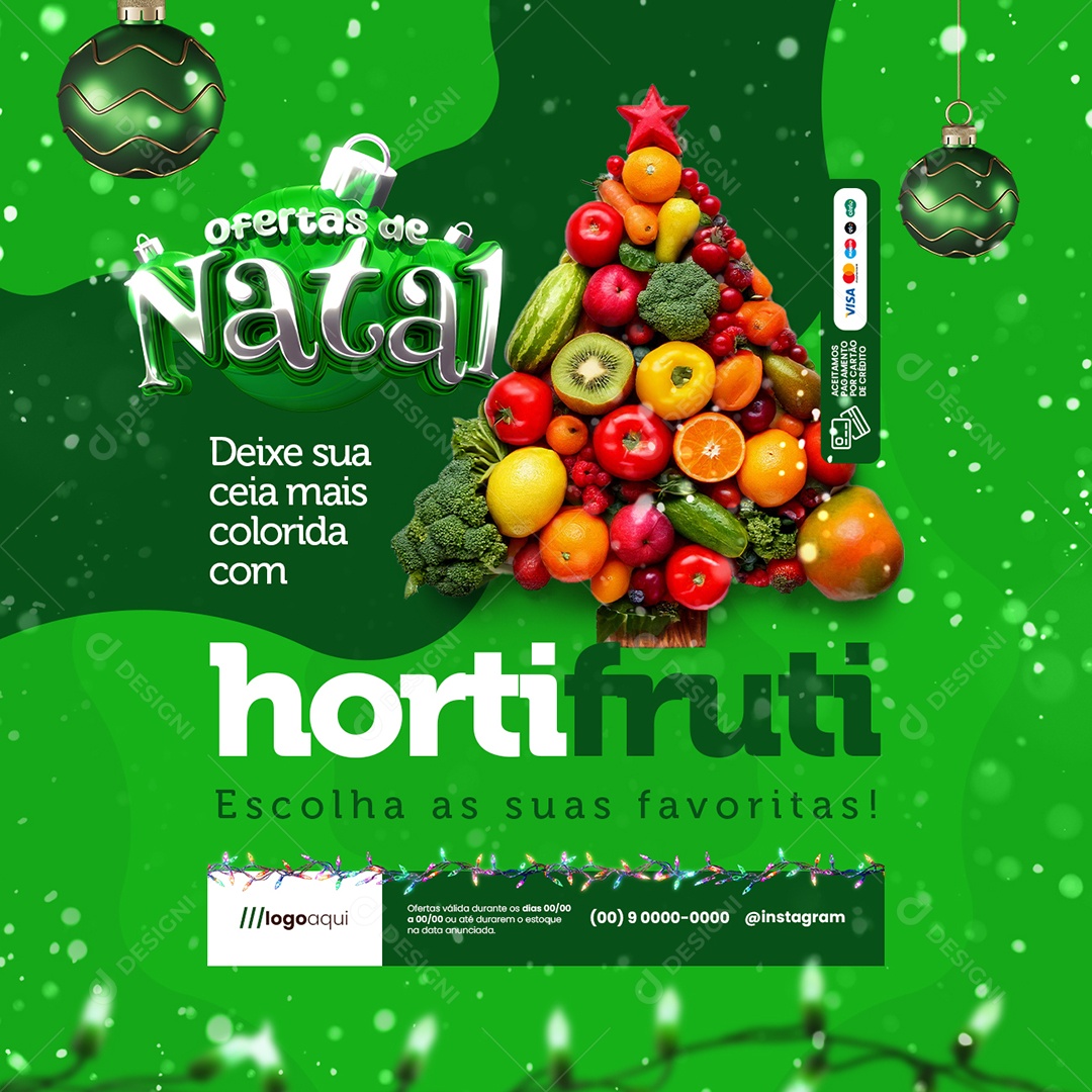 Ofertas de Natal Hortifruti Escolha as Suas Favoritas Social Media PSD Editável