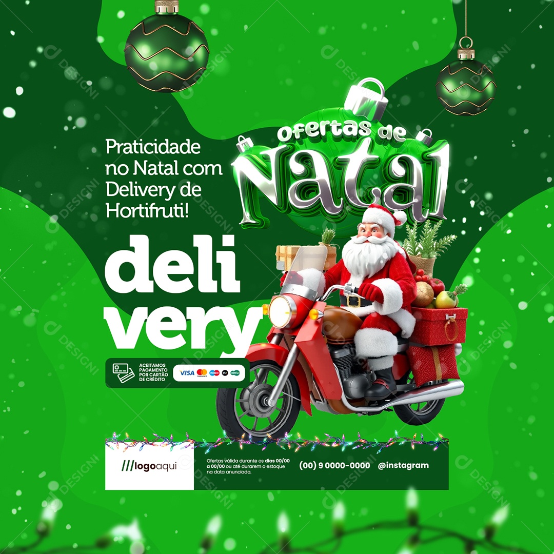 Ofertas de Natal Hortifruti Delivery Social Media PSD Editável