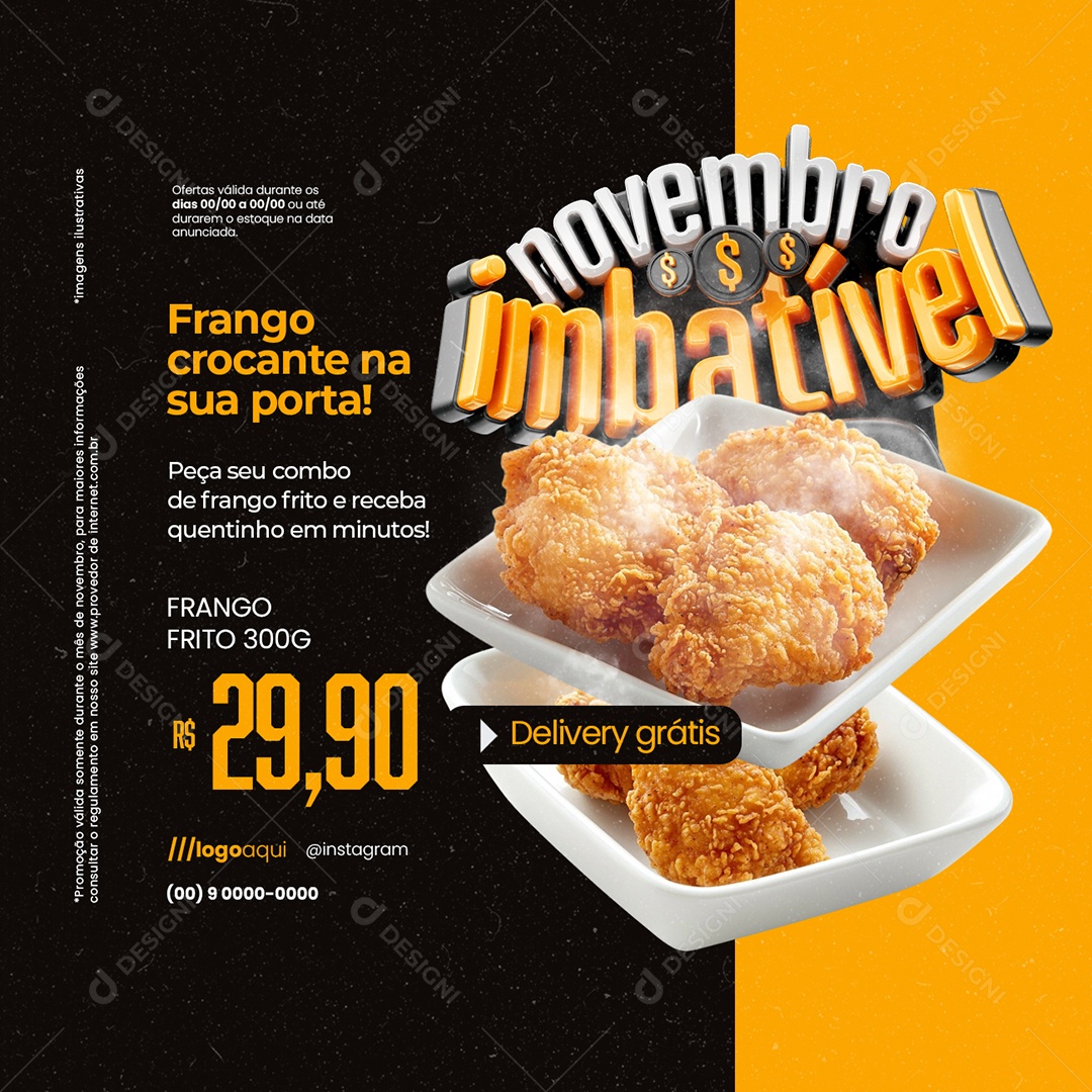 Novembro Imbatível Frango Frito Frango Crocante na Sua Porta Social Media PSD Editável