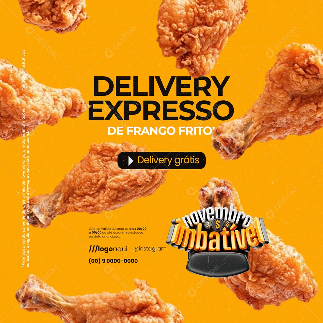 Novembro Imbatível Frango Frito Delivery Expresso Social Media PSD Editável