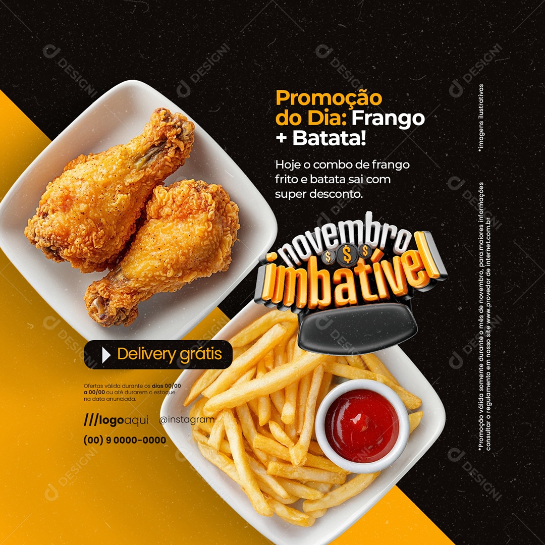 Novembro Imbatível Frango Frito Promoção do Dia Social Media PSD Editável