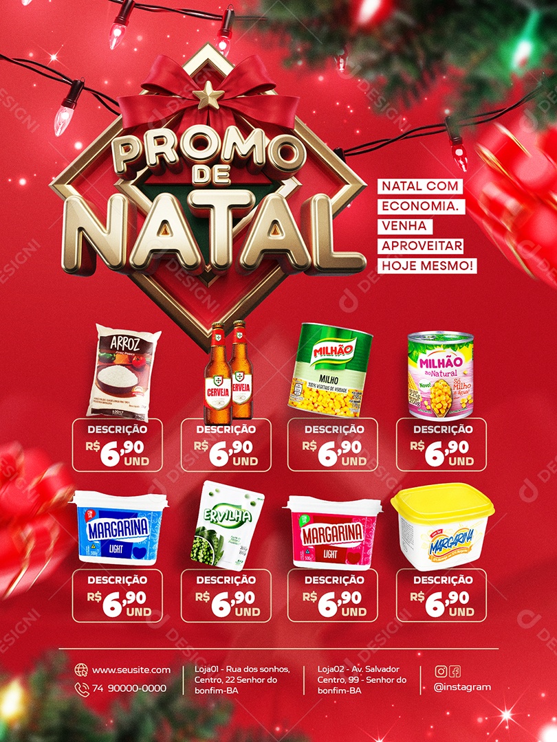 Tabloide Promo de Natal Supermercado Economia Social Media PSD Editável
