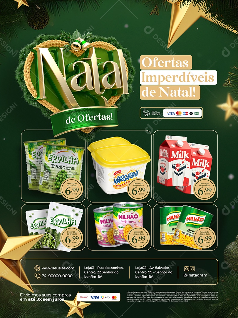 Tabloide de Ofertas de Natal Supermercado Social Media PSD Editável