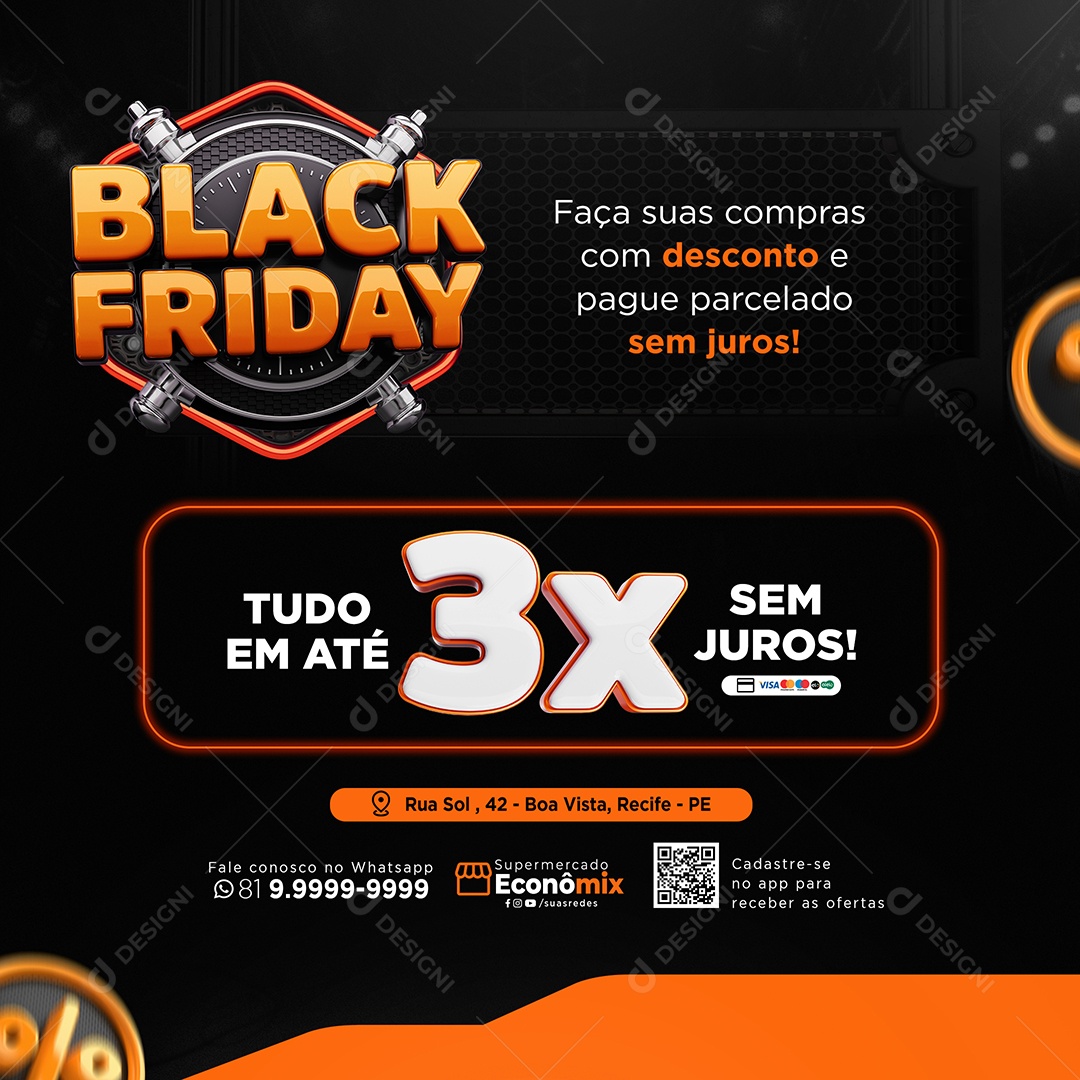 Black Friday Supermarket All in Up to 3x Social Media Editable