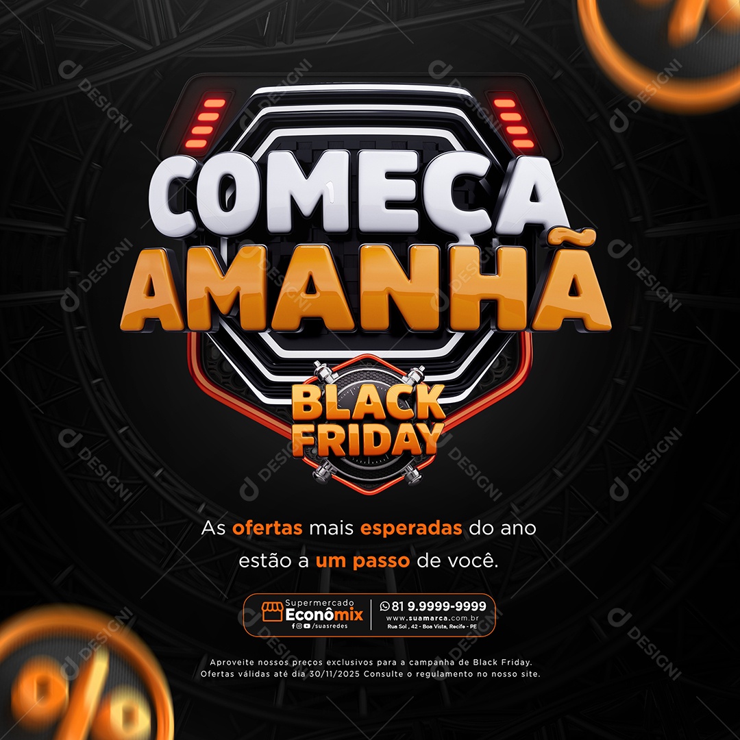 Black Friday Supermercado Começa Amanhã Social Media PSD Editável