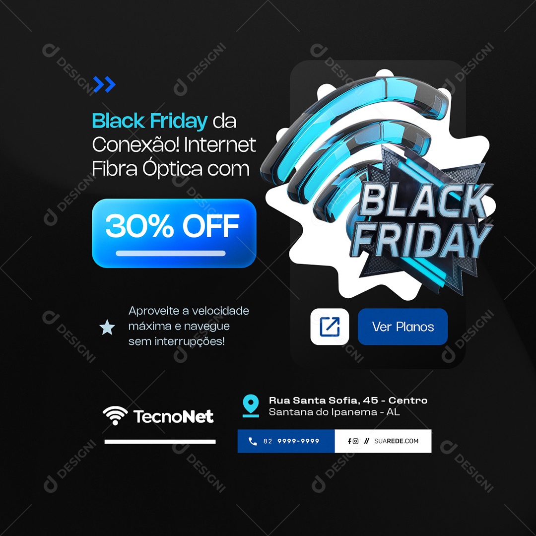 Provedor de Internet Black Friday Conexão Social Media PSD Editável