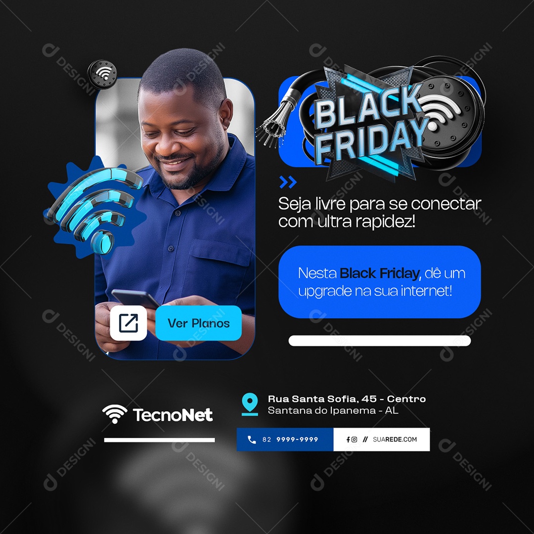 Provedor de Internet Black Friday Dê um Upgrade na Sua Internet Social Media PSD Editável