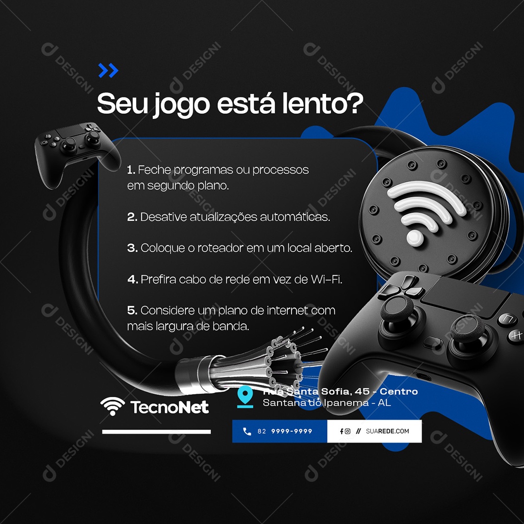 Provedor de Internet Black Friday Seu Jogo Está Lento Social Media PSD Editável