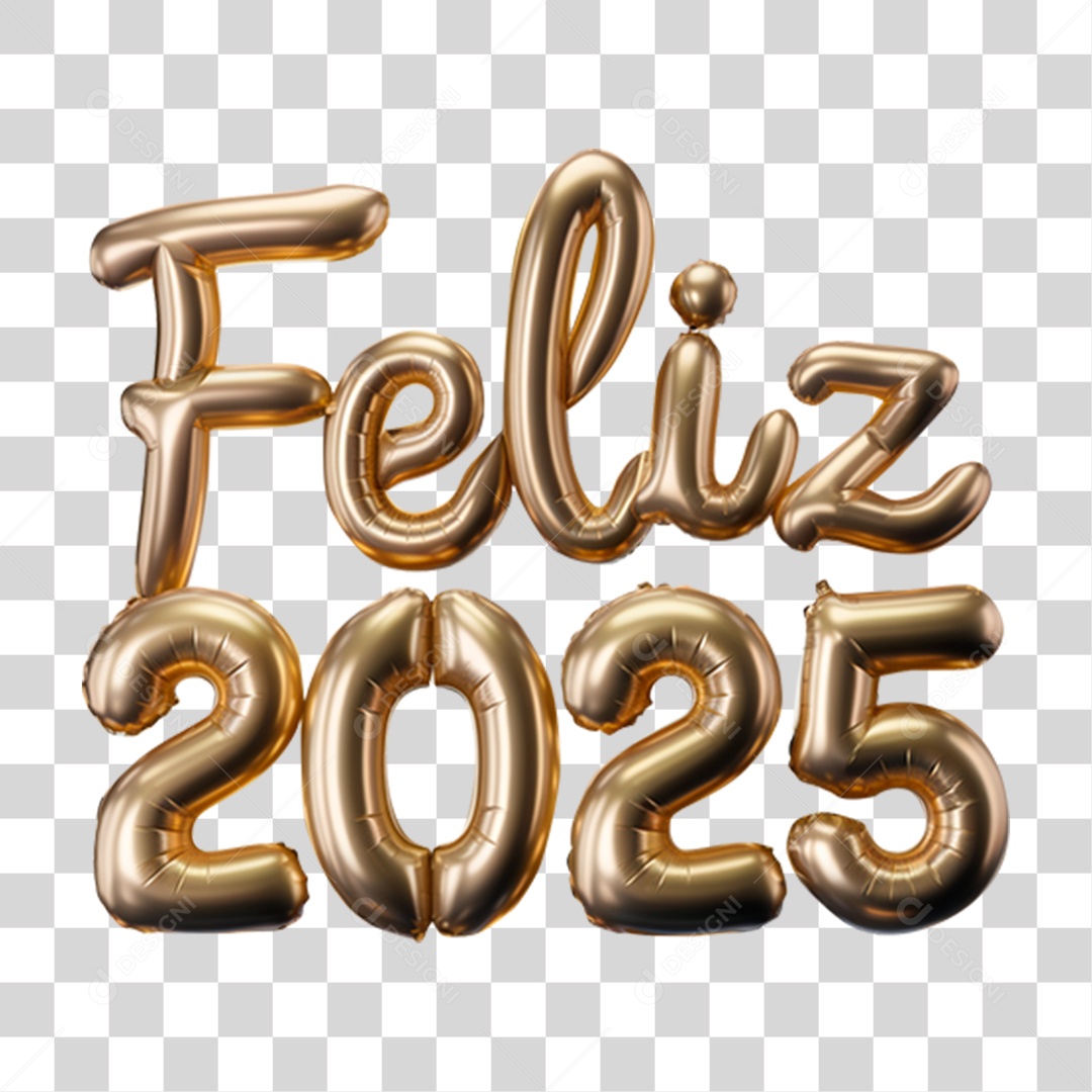 Elemento 3D Feliz 2025 Balões PNG Transparente