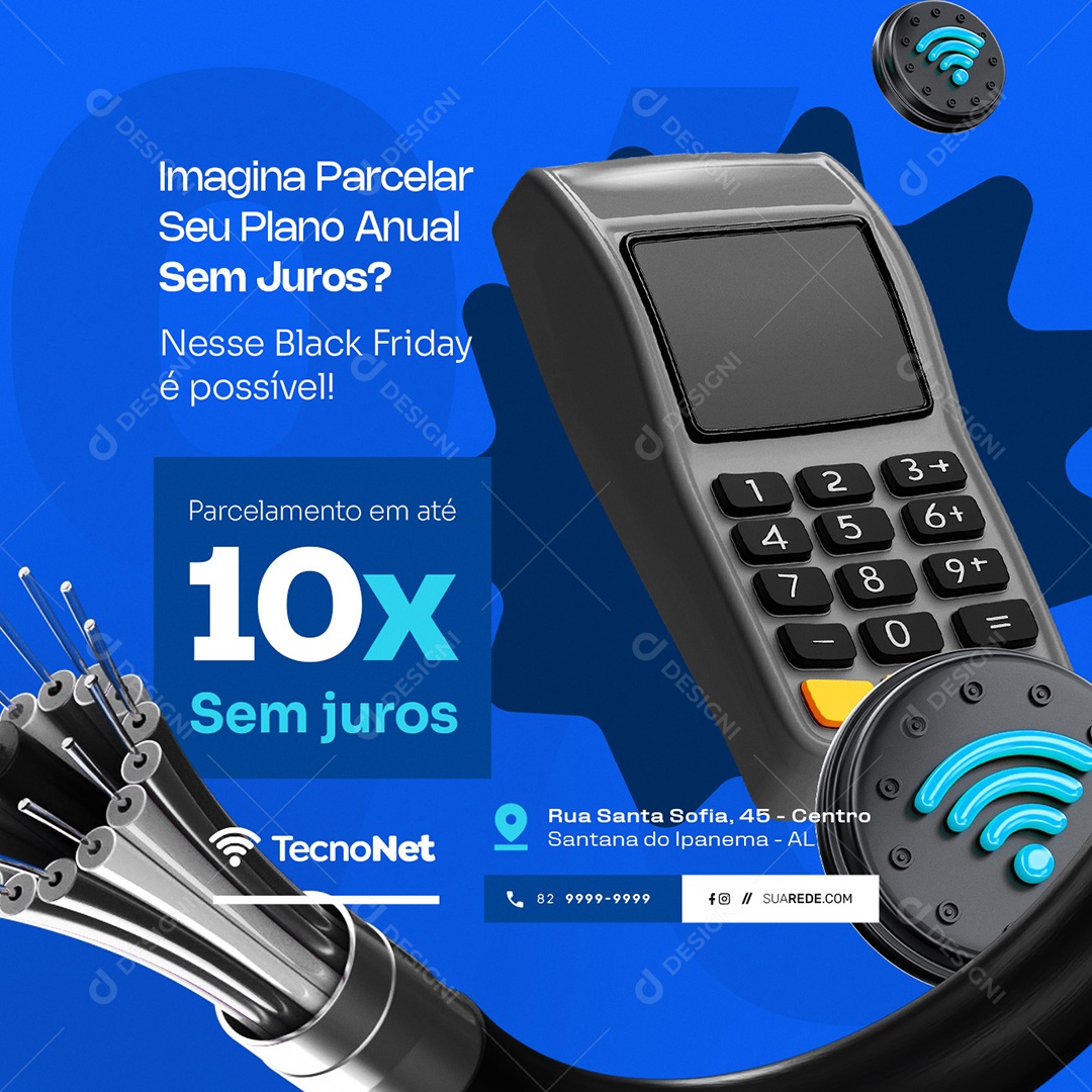 Provedor de Internet Black Friday Parcelamento Social Media PSD Editável