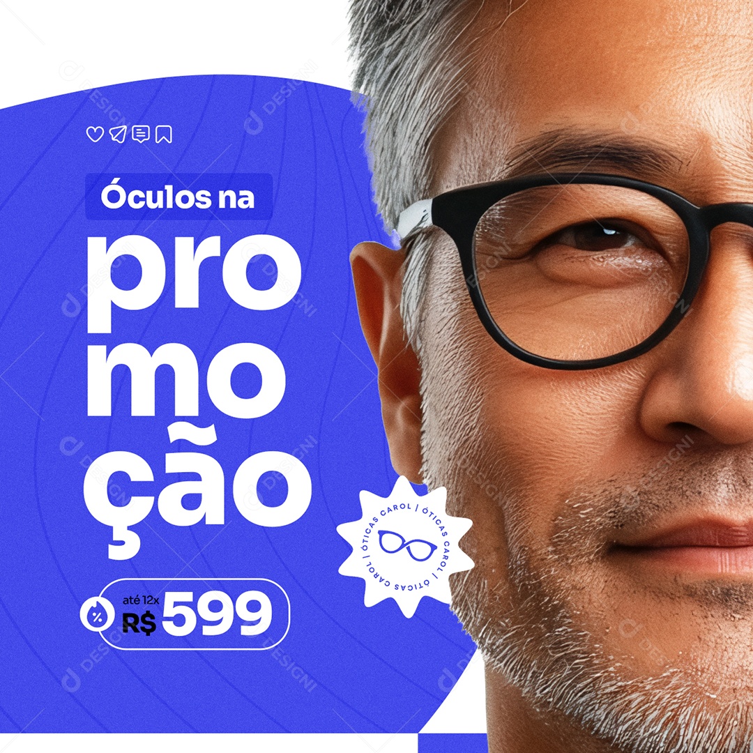 Ótica Oculita Óculos na Promoção Social Media PSD Editável