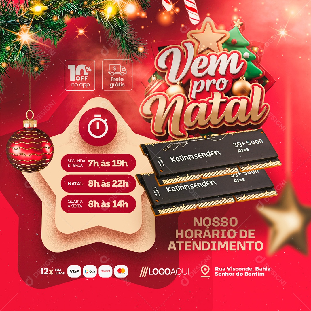 Loja de Informática Vem Pro Natal Memória Ram Social Media PSD Editável