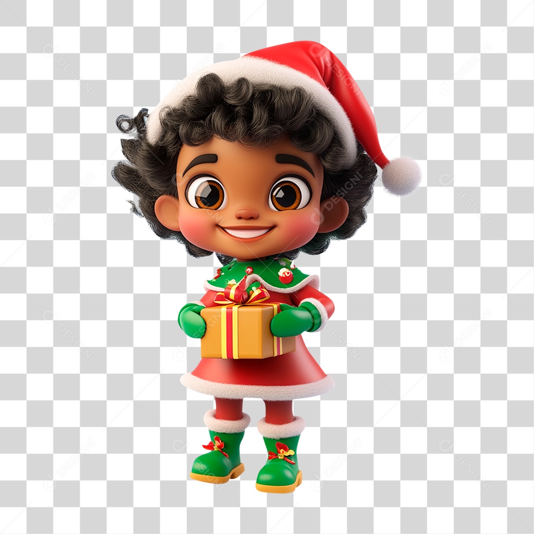 Personagem Criança com Roupa de Natal PNG Transparente