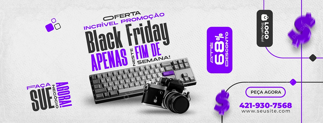 Banner Black Friday Lojas Eletrônicos Social Media PSD Editável
