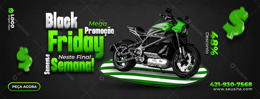Banner Black Friday Concessionária Motos Social Media PSD Editável
