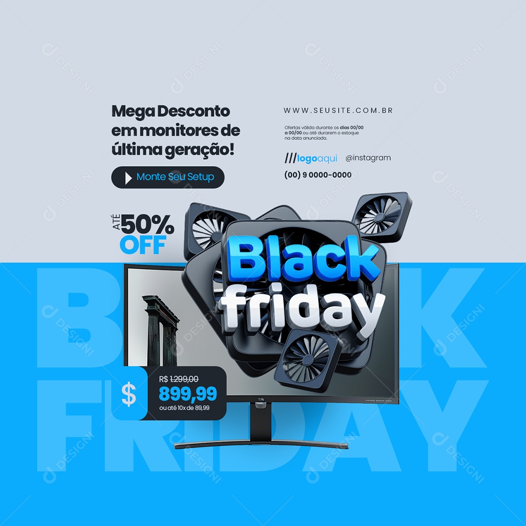 Black Friday Loja de Informática Monitores Social Media PSD Editável