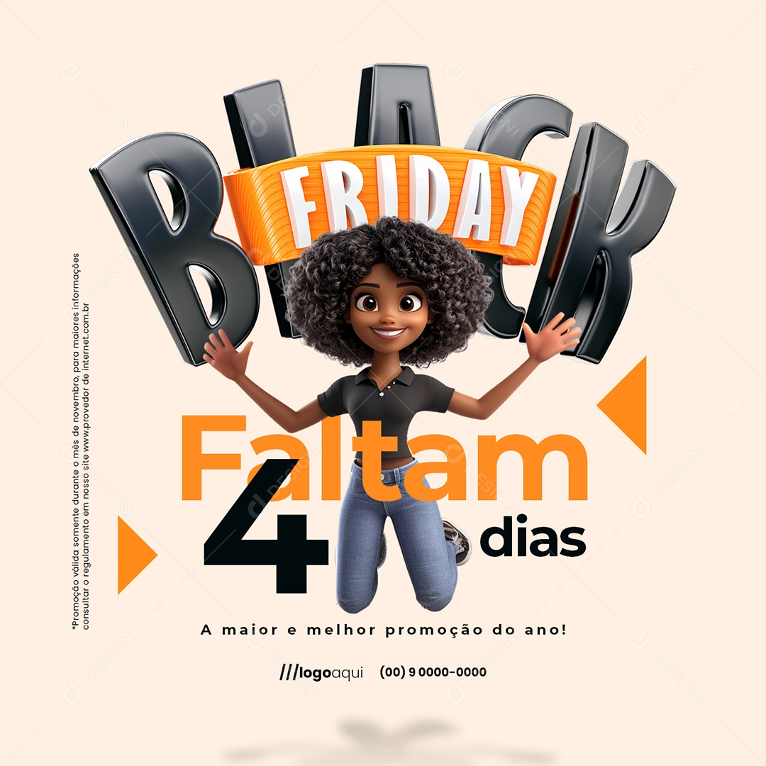 Black Friday Provedor de Internet Falatam 4 Dias Social Media PSD Editável